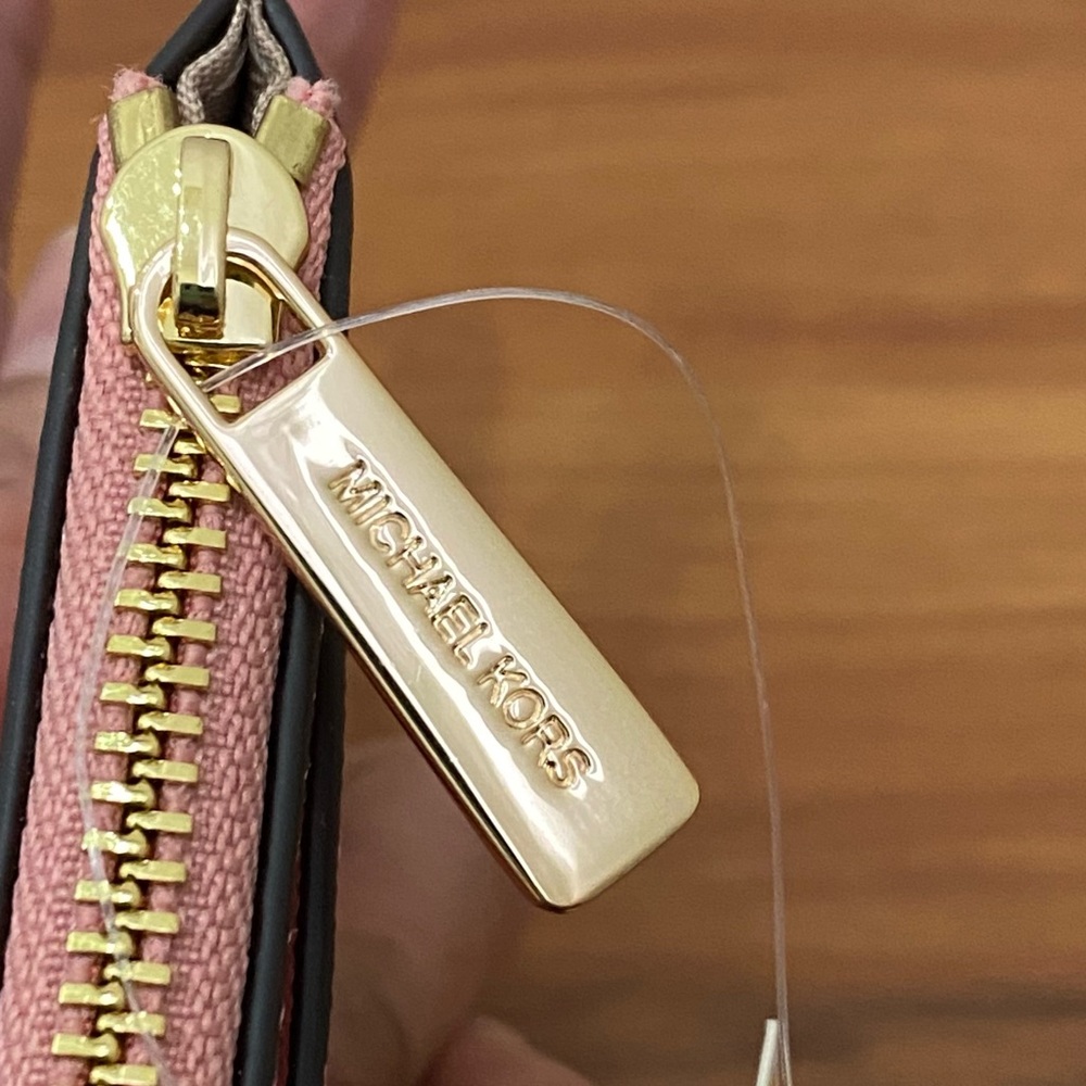 MICHAEL Michael Kors Jet Set Travel Top Zip Card Case Saffiano Leather Primrose - Picture 5 of 10